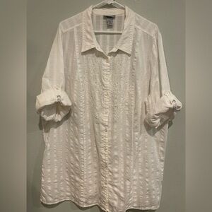 Catherines White Embroidered Button Up Shirt